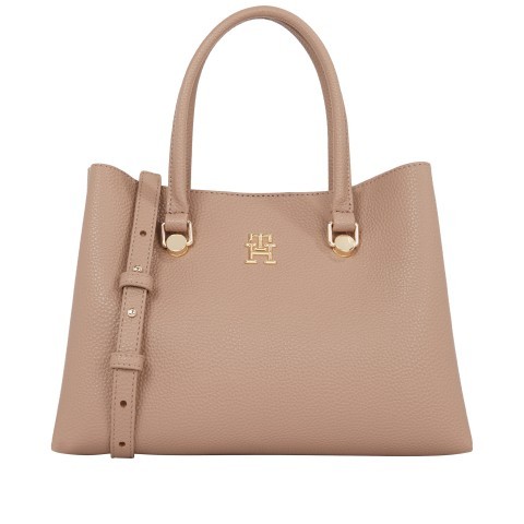 Tommy Hilfiger Handtasche Emblem Small Satchel Oat Milk
