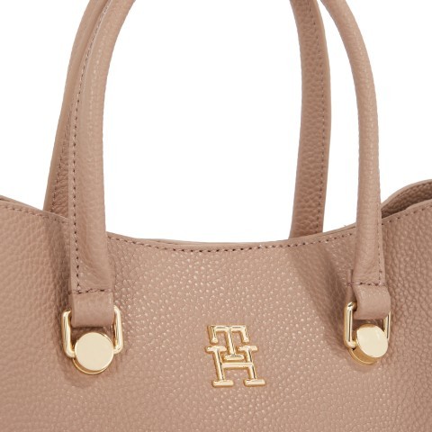 Tommy Hilfiger Handtasche Emblem Small Satchel Oat Milk