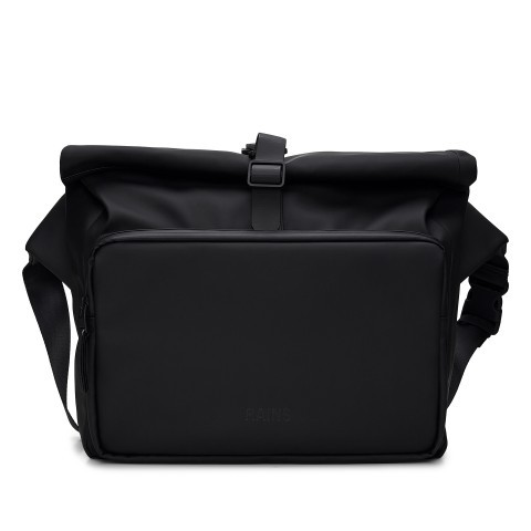 Rains Kuriertasche Rolltop Commuter Bag erweiterbar Black