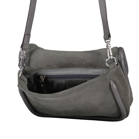 Gray suede crossbody bag clearance