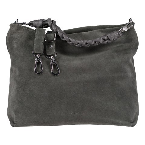 Abro Beuteltasche Soley Hobo Suede Dark Grey