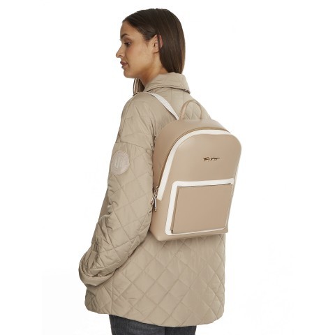 Tommy hilfiger beige backpack hot sale