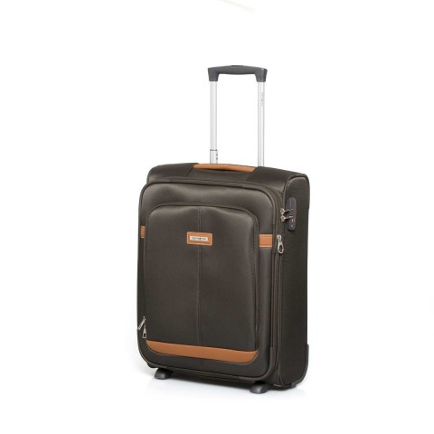 Koffer Caphir Upright 55 mit zwei Rollen Oliv Cognac