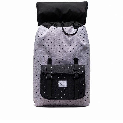 Herschel Rucksack Little America Medium Rubber Straps Volumen 14 Liter Polka Dot Crosshatch Grey Black
