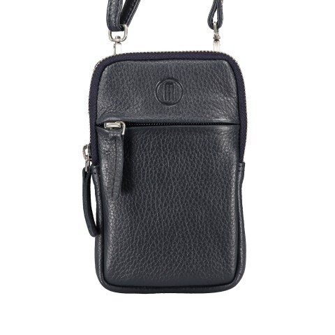 Hausfelder Manufaktur Handytasche Nappa mit Schulterriemen Dunkelblau