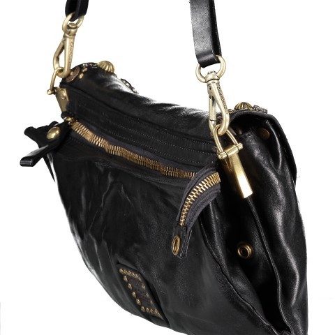 Arya Campomaggi Schwarze Tasche Campomaggi Schultertasche Cognac