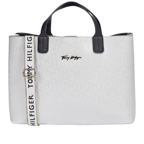 Tommy Hilfiger Handtasche Iconic Satchel Monogram Bright White Mono
