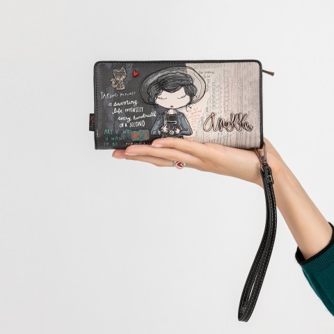 Anekke Geldbörse City Moments Large Wallet mit Handschlaufe Schwarz