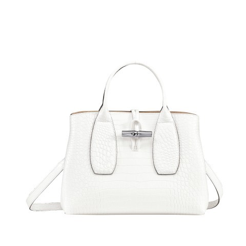 Longchamp Handtasche Roseau Croco Handtasche M WeiB