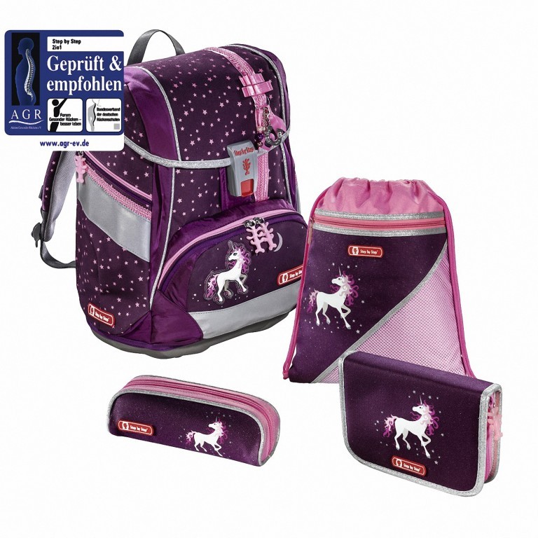 Schulranzen 2-in-1 Set 4-teilig Unicorn, Farbe: rosa/pink, Marke: Step by Step, Abmessungen in cm: 21x29x37.5, Bild 1 von 1