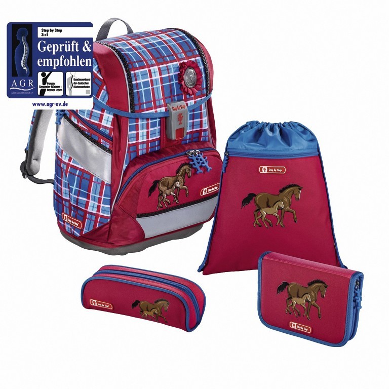 Schulranzen 2-in-1 Set 4-teilig Horse Family, Farbe: blau/petrol, Marke: Step by Step, EAN: 4047443298904, Abmessungen in cm: 21x29x37.5, Bild 1 von 1