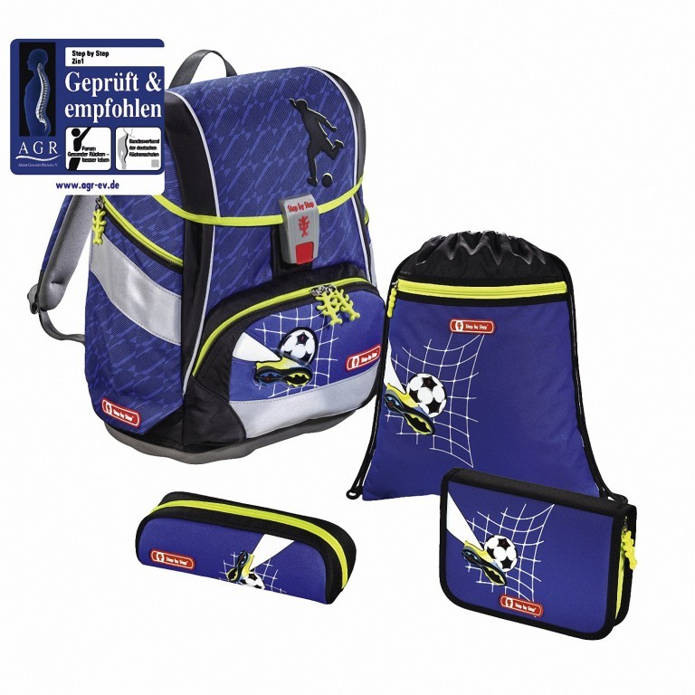 Schulranzen 2-in-1 Set 4-teilig Top Soccer, Farbe: blau/petrol, Marke: Step by Step, EAN: 4047443298942, Abmessungen in cm: 21x29x37.5, Bild 1 von 1