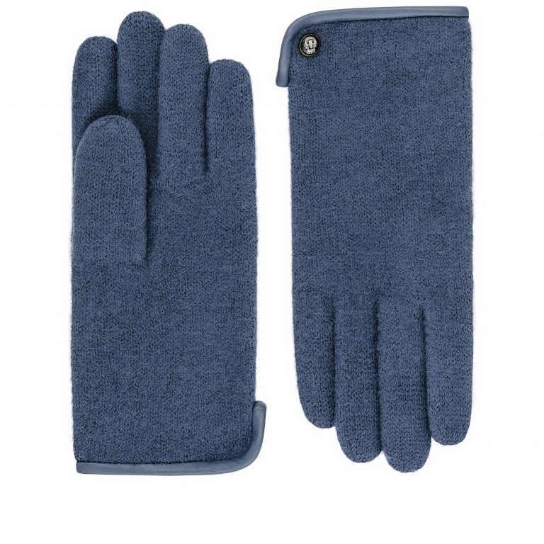 Handschuhe Damen Wolle Leder-Paspel Größe 7,5 Jeans, Farbe: blau/petrol, Marke: Roeckl, EAN: 4053071002479, Bild 1 von 1