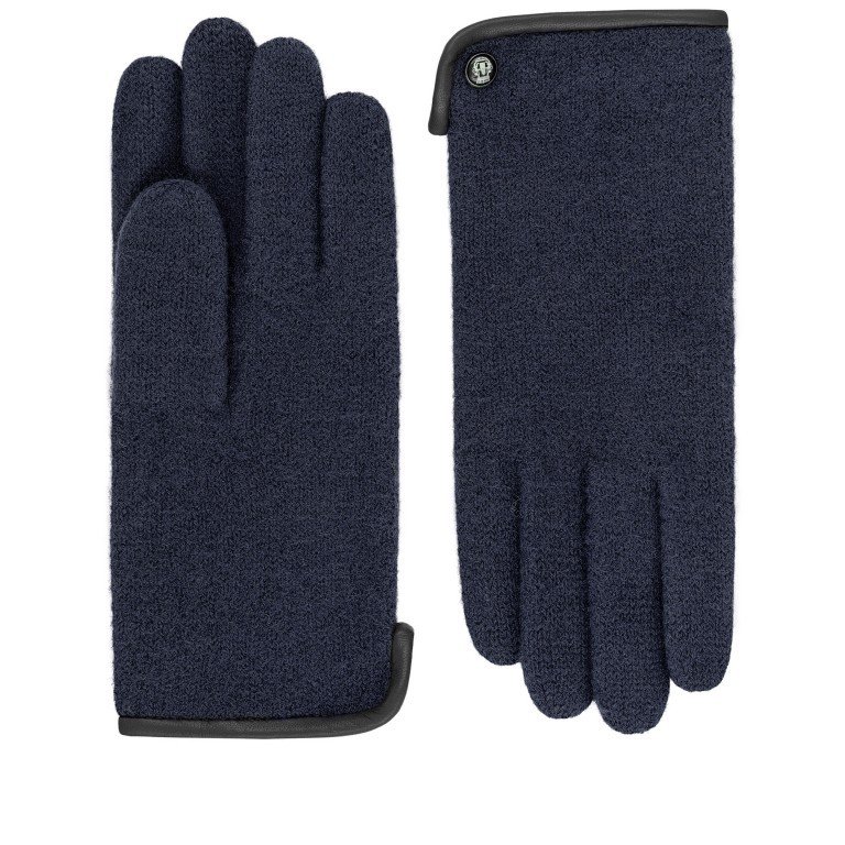 Handschuhe Damen Wolle Leder-Paspel Größe 7,5 Navy, Farbe: blau/petrol, Marke: Roeckl, EAN: 4003661215024, Bild 1 von 1