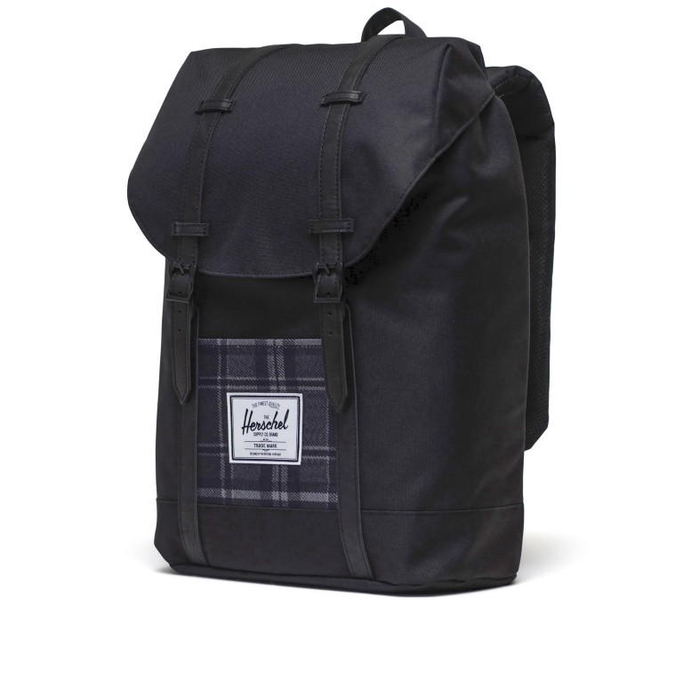 Rucksack Retreat einfarbig Volumen 18 Liter Black Grayscale Plaid, Farbe: bunt, Marke: Herschel, EAN: 0828432560325, Abmessungen in cm: 34x46x12, Bild 2 von 5