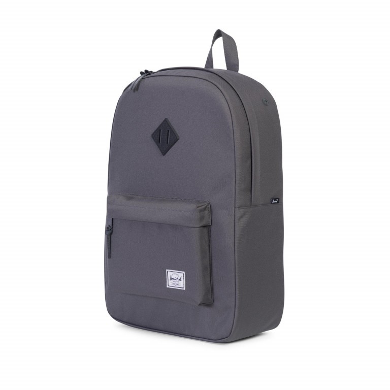 Rucksack Heritage Rubber Straps Volumen 19 Liter Charcoal Black Native Rubber, Farbe: grau, Marke: Herschel, EAN: 0828432109166, Abmessungen in cm: 30x46x14, Bild 2 von 4