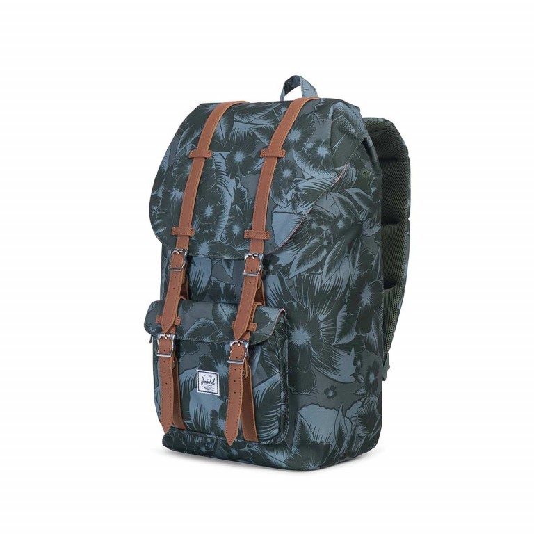 Rucksack Little America Volumen 23 Liter Jungle Floral Green, Farbe: grün/oliv, Marke: Herschel, EAN: 0828432092444, Abmessungen in cm: 28x50x17, Bild 2 von 4