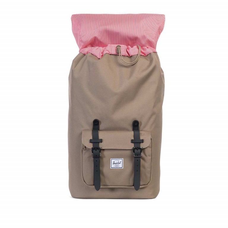 Rucksack Little America Rubber Straps Volumen 23 Liter Lead Green Black Rubber, Farbe: schwarz, taupe/khaki, Marke: Herschel, EAN: 0828432092420, Abmessungen in cm: 28x50x17, Bild 3 von 4