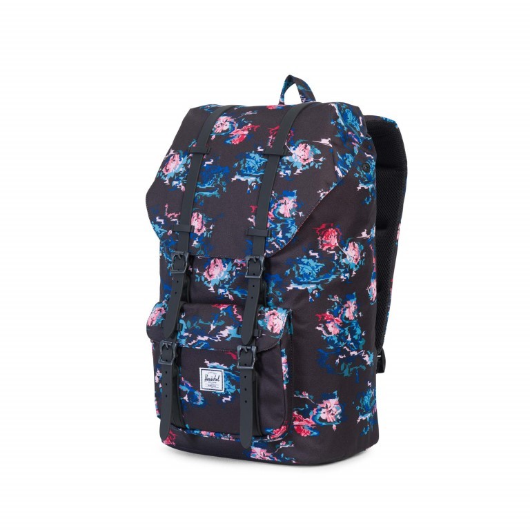 Rucksack Little America Rubber Straps Volumen 23 Liter Floral Blur Black Rubber, Farbe: bunt, Marke: Herschel, EAN: 0828432109234, Abmessungen in cm: 28x50x17, Bild 2 von 4