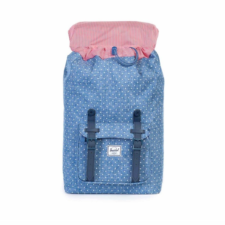 Rucksack Little America Medium einfarbig Volumen 14 Liter Limoges Crosshatch White Polka Dot, Farbe: blau/petrol, weiß, Marke: Herschel, EAN: 0828432083725, Abmessungen in cm: 28x43x12, Bild 3 von 4