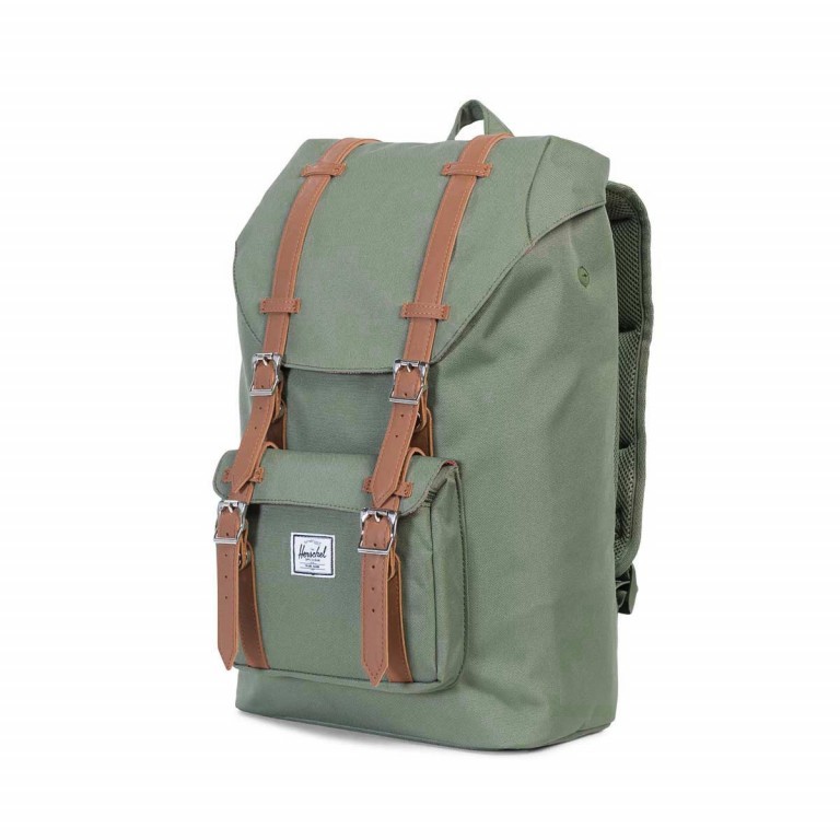 Rucksack Little America Medium Volumen 14 Liter Deep Lichen Green, Farbe: grün/oliv, Marke: Herschel, EAN: 0828432101504, Abmessungen in cm: 28x43x12, Bild 2 von 4