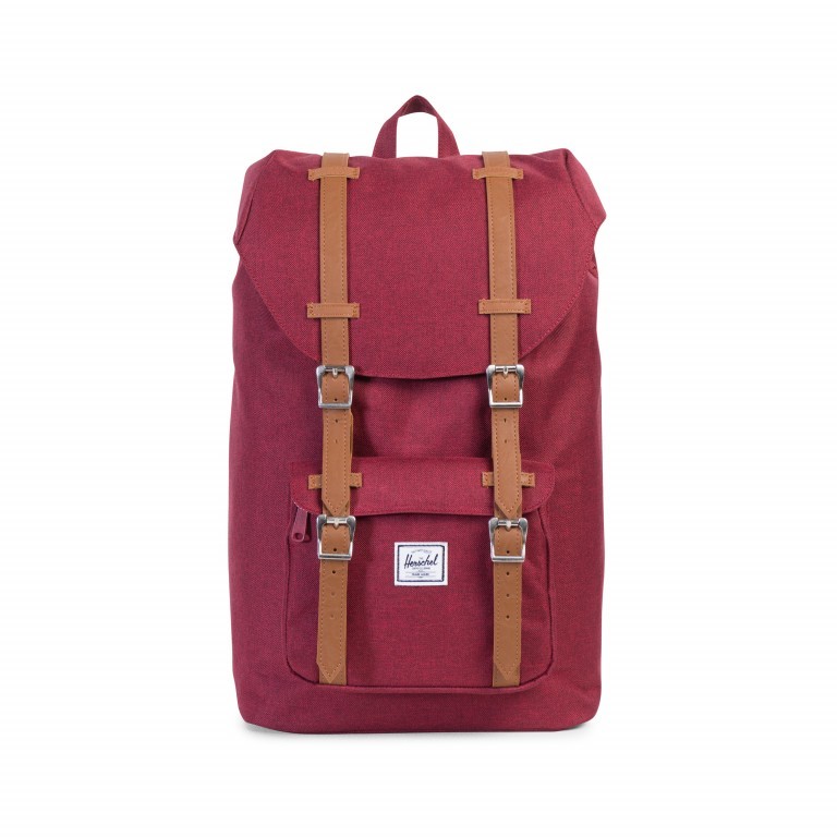 Rucksack Little America Medium Volumen 14 Liter Winetasting Crosshatch, Farbe: rot/weinrot, Marke: Herschel, EAN: 0828432109272, Abmessungen in cm: 28x43x12, Bild 1 von 5