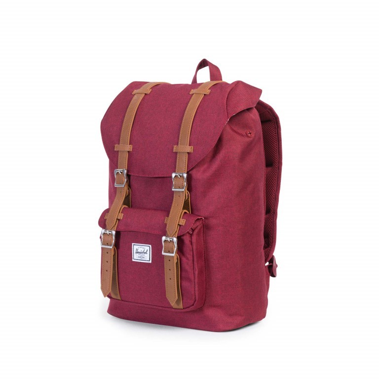 Rucksack Little America Medium Volumen 14 Liter Winetasting Crosshatch, Farbe: rot/weinrot, Marke: Herschel, EAN: 0828432109272, Abmessungen in cm: 28x43x12, Bild 2 von 5