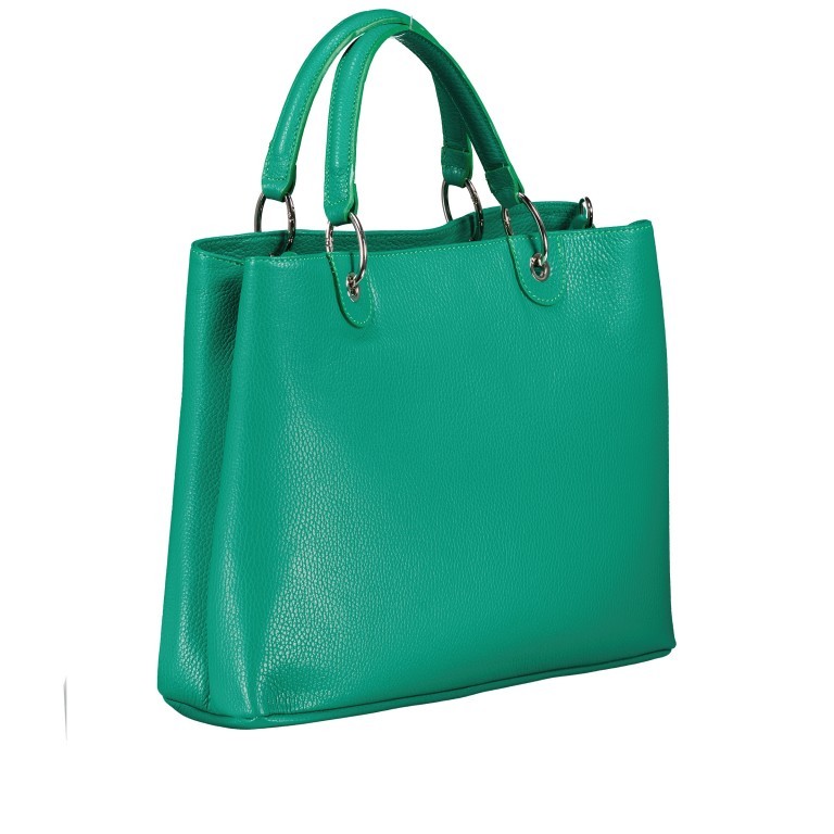 Handtasche Grün, Farbe: blau/petrol, Marke: Hausfelder Manufaktur, EAN: 4065646012660, Abmessungen in cm: 35x26x11, Bild 2 von 7