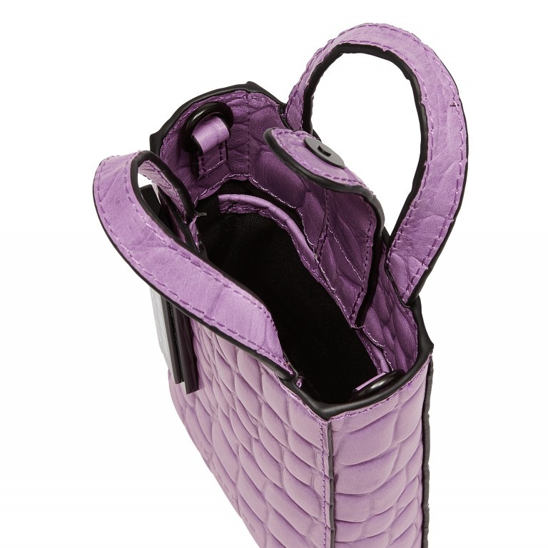 Handtasche Paper Bag Tote XXS Waxy Kroko Digital Lavender, Farbe: flieder/lila, Marke: Liebeskind Berlin, EAN: 4099593012275, Abmessungen in cm: 11.5x16.5x4.5, Bild 4 von 5