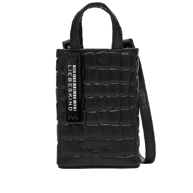 Handtasche Paper Bag Tote XXS Waxy Kroko Black, Farbe: schwarz, Marke: Liebeskind Berlin, EAN: 4099593012305, Abmessungen in cm: 11.5x16.5x4.5, Bild 1 von 5