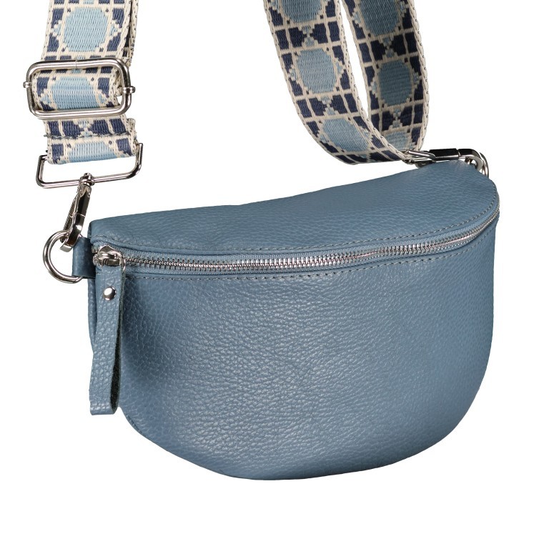 Gürteltasche Silberbeschlag Hellblau, Farbe: blau/petrol, Marke: Hausfelder Manufaktur, EAN: 4065646013025, Abmessungen in cm: 27x15x8, Bild 2 von 7