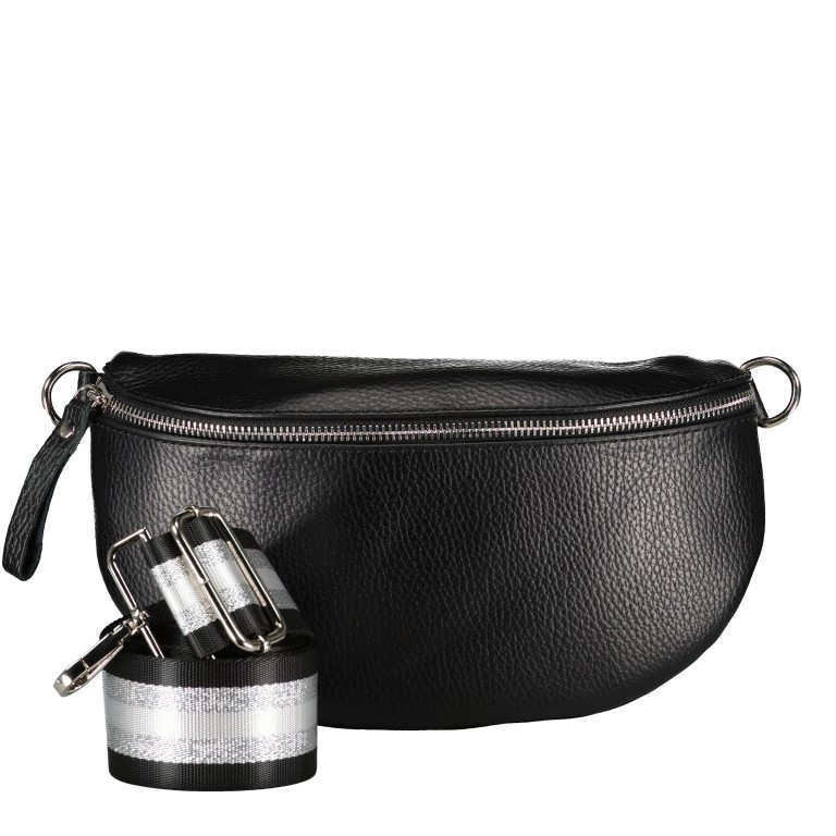 Gürteltasche Silberbeschlag Schwarz, Farbe: schwarz, Marke: Hausfelder Manufaktur, EAN: 4065646013162, Abmessungen in cm: 27x15x8, Bild 1 von 5