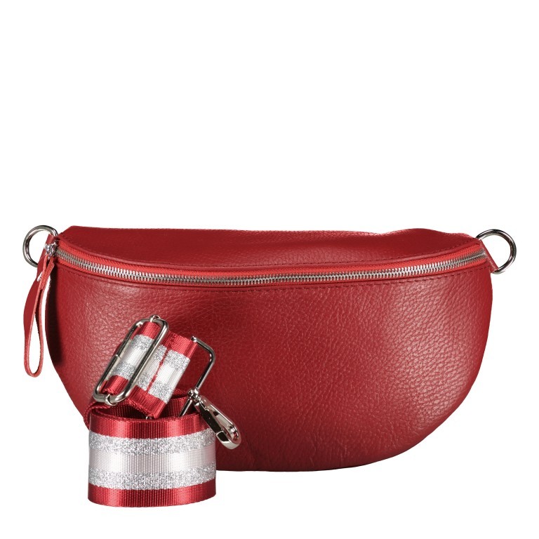 Gürteltasche Silberbeschlag Rot, Farbe: rot/weinrot, Marke: Hausfelder Manufaktur, EAN: 4065646013179, Abmessungen in cm: 27x15x8, Bild 1 von 5