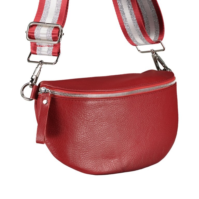 Gürteltasche Silberbeschlag Rot, Farbe: rot/weinrot, Marke: Hausfelder Manufaktur, EAN: 4065646013179, Abmessungen in cm: 27x15x8, Bild 2 von 5