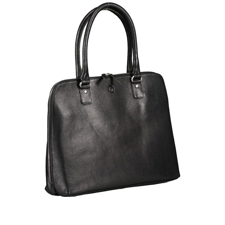 Handtasche mit Laptopfach 15 Zoll Schwarz, Farbe: schwarz, Marke: Hausfelder Manufaktur, EAN: 4065646011502, Abmessungen in cm: 40x31x9.5, Bild 2 von 7