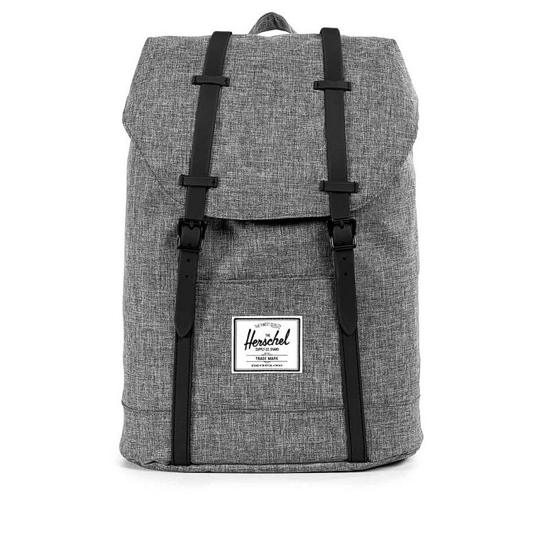 Rucksack Retreat Rubber Straps Volumen 18 Liter Raven Crosshatch Black Rubber, Farbe: grau, Marke: Herschel, EAN: 0828432123032, Abmessungen in cm: 34x46x12, Bild 1 von 5