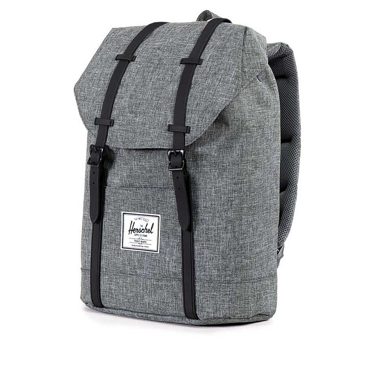 Rucksack Retreat Rubber Straps Volumen 18 Liter Raven Crosshatch Black Rubber, Farbe: grau, Marke: Herschel, EAN: 0828432123032, Abmessungen in cm: 34x46x12, Bild 2 von 5