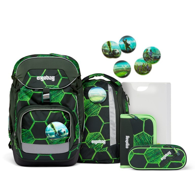 Schulranzen Pack Set 6-teilig VolltreffBär, Farbe: grün/oliv, Marke: Ergobag, EAN: 4057081176793, Abmessungen in cm: 28x40x25, Bild 1 von 6