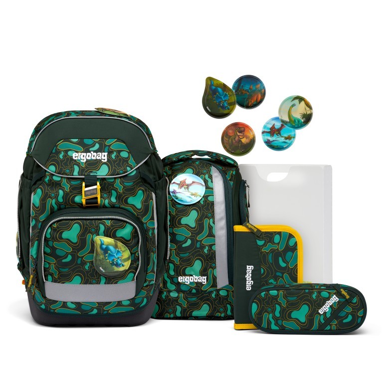 Schulranzen Pack Set 6-teilig TriBäratops, Farbe: grün/oliv, Marke: Ergobag, EAN: 4057081176854, Abmessungen in cm: 28x40x25, Bild 1 von 6