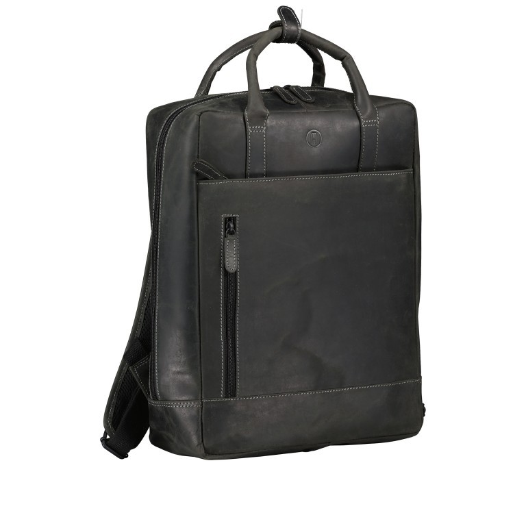 Rucksack Huntsville Horacio mit Laptopfach 14 Zoll Schwarz, Farbe: schwarz, Marke: Hausfelder Manufaktur, EAN: 4065646012400, Abmessungen in cm: 30x40x11, Bild 2 von 6