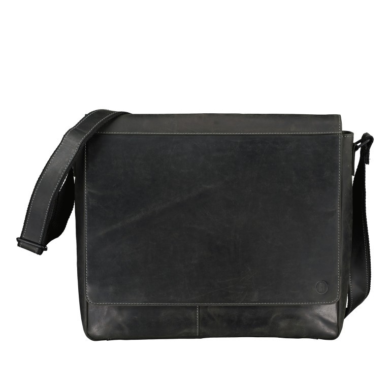 Kuriertasche Huntsville Heiner mit Laptopfach 15 Zoll Schwarz, Farbe: schwarz, Marke: Hausfelder Manufaktur, EAN: 4065646012462, Abmessungen in cm: 39x34x9.5, Bild 1 von 6