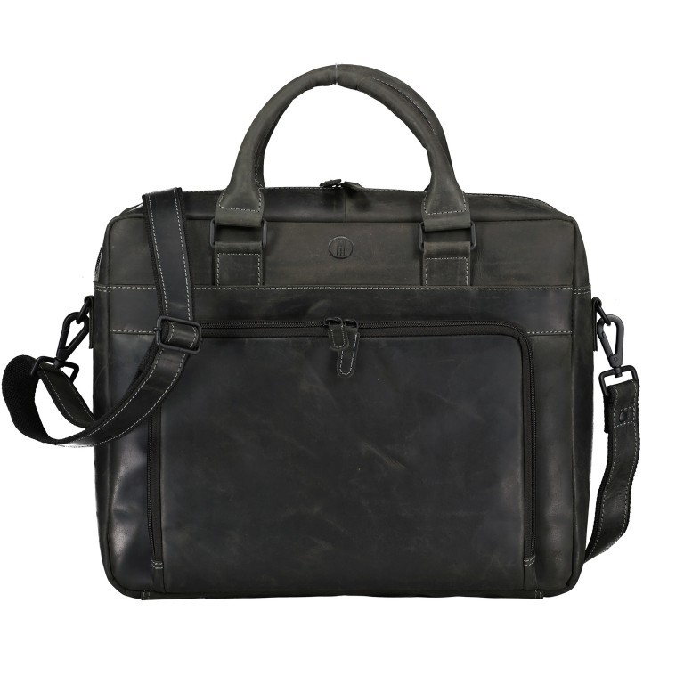 Aktentasche Huntsville Hauke mit Laptopfach 15 Zoll Schwarz, Farbe: schwarz, Marke: Hausfelder Manufaktur, EAN: 4065646012486, Abmessungen in cm: 40x31x13, Bild 1 von 7