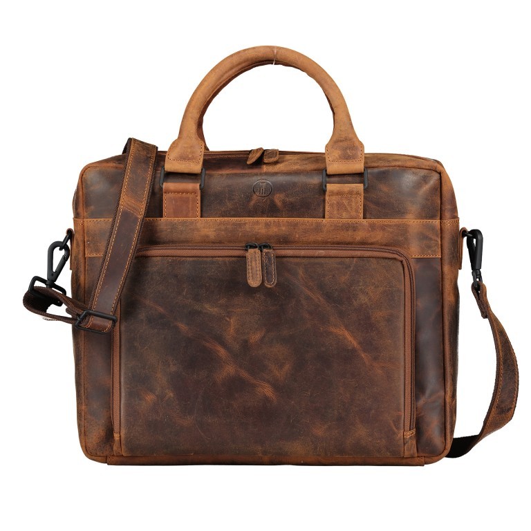 Aktentasche Huntsville Hauke mit Laptopfach 15 Zoll Natur, Farbe: cognac, Marke: Hausfelder Manufaktur, EAN: 4065646012493, Abmessungen in cm: 40x31x13, Bild 1 von 7