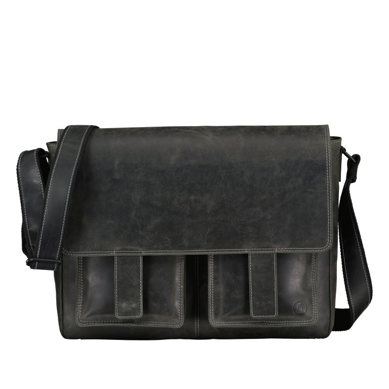 Kuriertasche Huntsville Henrik mit Laptopfach 15 Zoll Schwarz, Farbe: schwarz, Marke: Hausfelder Manufaktur, EAN: 4065646012509, Abmessungen in cm: 38x31x11, Bild 1 von 6