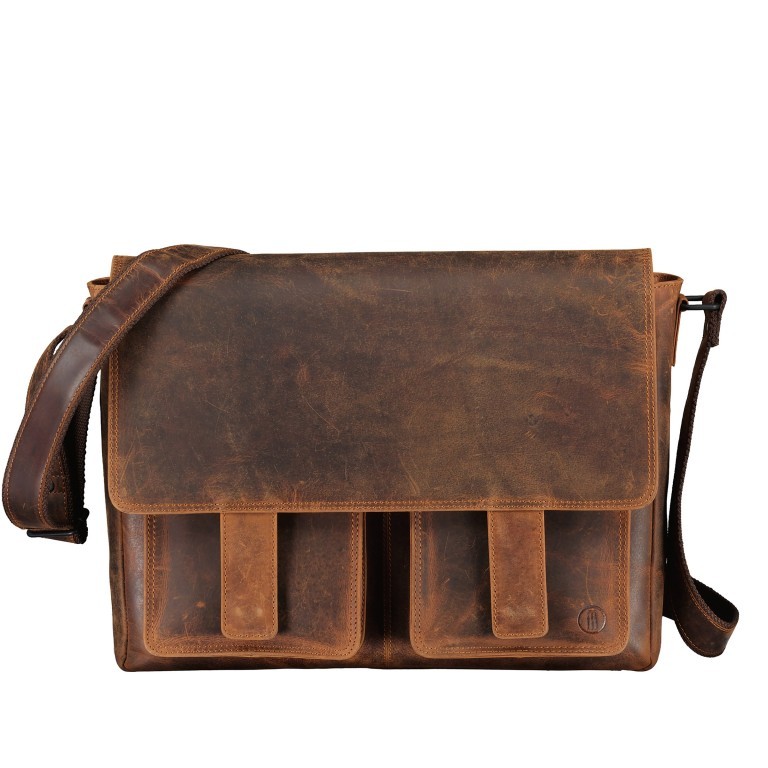 Kuriertasche Huntsville Henrik mit Laptopfach 15 Zoll Natur, Farbe: cognac, Marke: Hausfelder Manufaktur, EAN: 4065646012516, Abmessungen in cm: 38x31x11, Bild 1 von 6