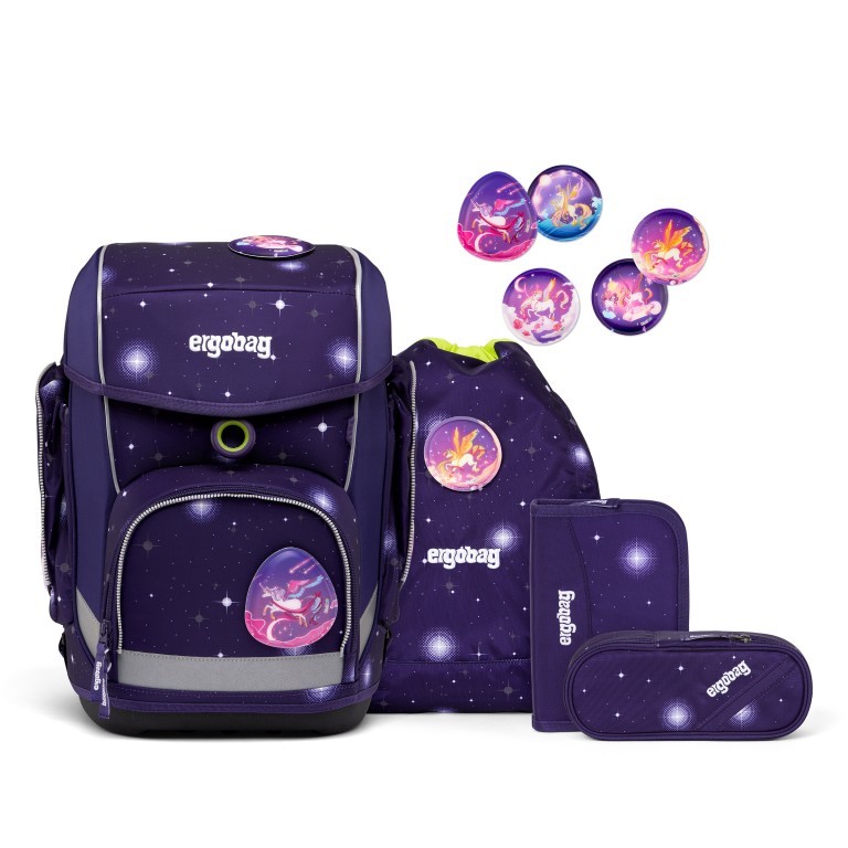 Schulranzen Cubo Galaxy Glow Set 5-teilig Bärgasus, Farbe: flieder/lila, Marke: Ergobag, EAN: 4057081153213, Abmessungen in cm: 28x40x25, Bild 1 von 7