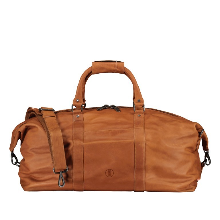 Reisetasche mit Laptopfach 15 Zoll Cognac, Farbe: cognac, Marke: Hausfelder Manufaktur, EAN: 4065646011588, Abmessungen in cm: 53.5x32x24, Bild 1 von 5
