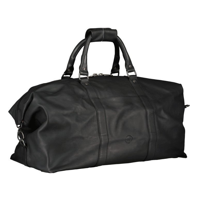Reisetasche mit Laptopfach 15 Zoll Schwarz, Farbe: schwarz, Marke: Hausfelder Manufaktur, EAN: 4065646011595, Abmessungen in cm: 53.5x32x24, Bild 2 von 5