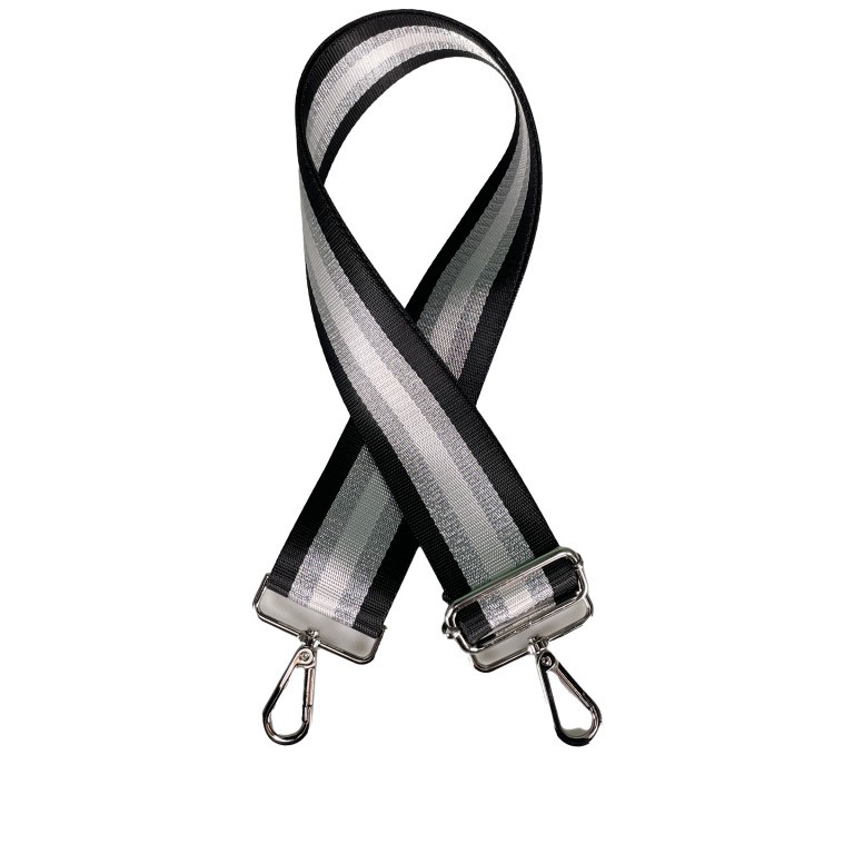 Schulterriemen Stripe Metallic Silberkarabiner Schwarz, Farbe: schwarz, Marke: Hausfelder Manufaktur, EAN: 4065646018587, Bild 1 von 2