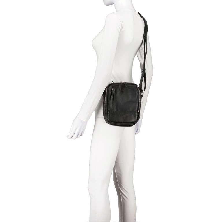 Umhängetasche Black, Farbe: schwarz, Marke: Hausfelder Manufaktur, EAN: 4065646011922, Abmessungen in cm: 19x21x10, Bild 5 von 6